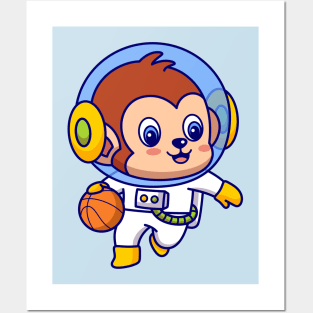 Basketball Monkey Astronaut Posters and Art